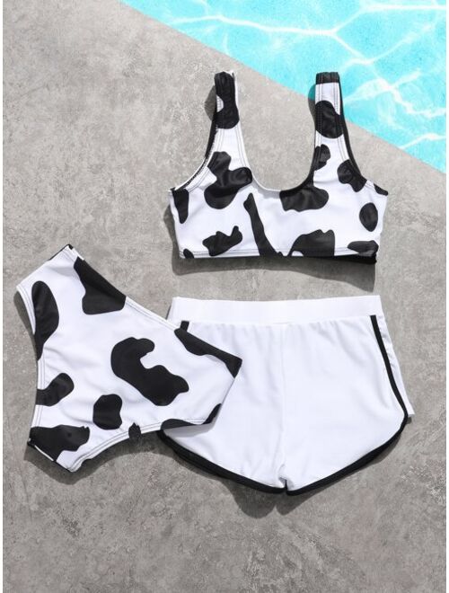 Shein 3pack Girls Cow Print Bikini Swimsuit