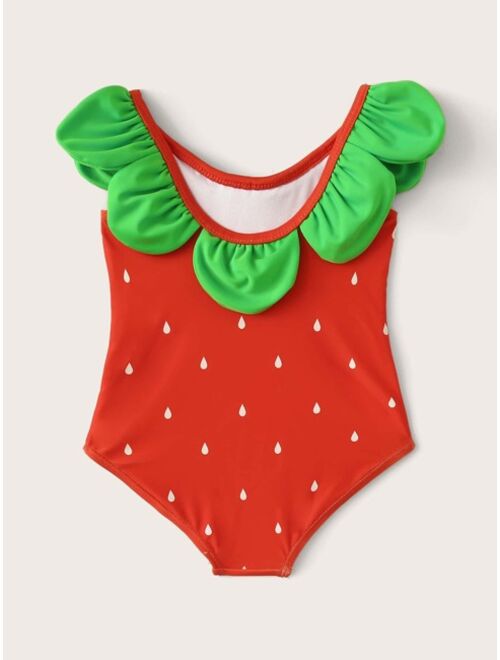 Shein Baby Girls Strawberry Pattern One Piece Swimwear