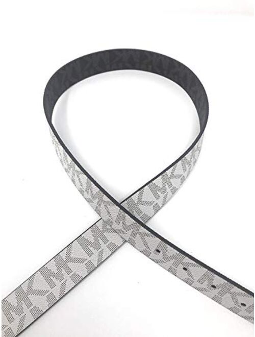 Michael Kors Women's Rectangle Buckle Reversible Brown To Vanilla Logo Belt