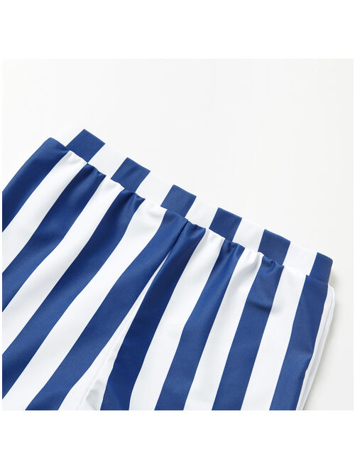 PatPat Striped Matching Swimsuit for Family in Navy