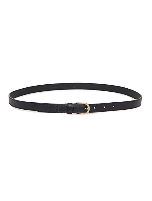 Burberry Black Leather Belt with Gold Metal Buckle