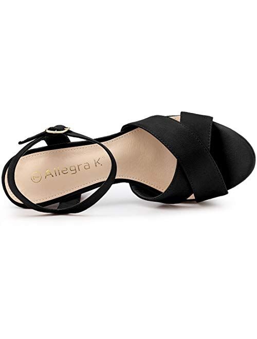 Allegra K Women's Platform Chunky Heels Slingback Sandals