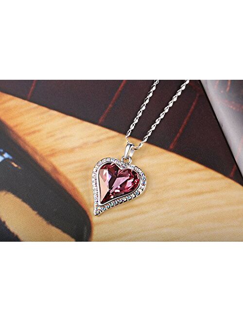 Light Rose Heart Crystal Necklace Made with Crystals from Austria Romantic Love Rhinestone Birthstone Jewelry Gifts