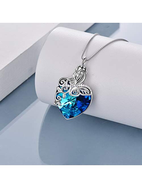 TOUPOP Mother's Day Gifts s925 Sterling Silver Dragonfly Pendant Necklace with Crystal Jewelry Gifts for Mom Mother Women Teen Girls Birthday