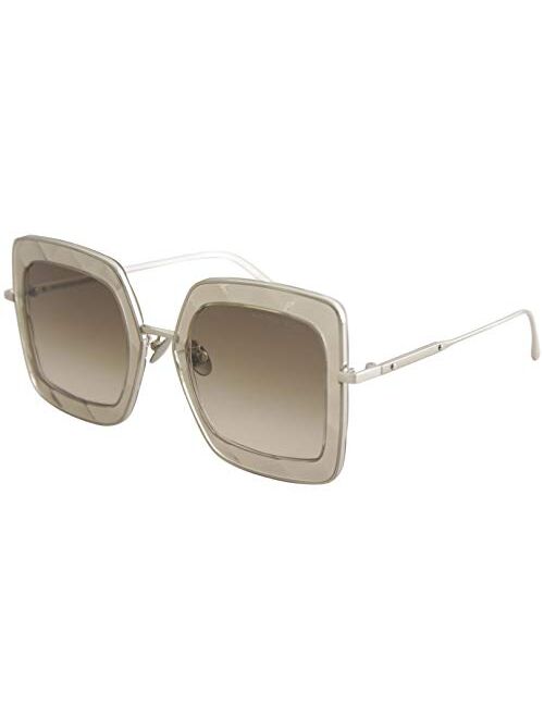 Bottega Veneta Women's BV0209S BV/0209/S 003 Brown/Silver Square Sunglasses 51mm