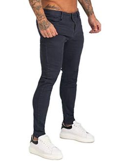 Mens Jeans Skinny Stretch, Premium High Rise Colored Jeans Expandable Waist 4 Seasons