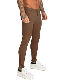 Mens Jeans Skinny Stretch, Premium High Rise Colored Jeans Expandable Waist 4 Seasons