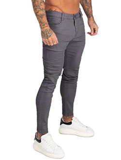Mens Jeans Skinny Stretch, Premium High Rise Colored Jeans Expandable Waist 4 Seasons