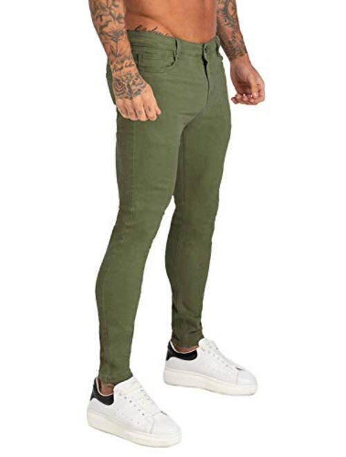 GINGTTO Mens Jeans Skinny Stretch, Premium High Rise Colored Jeans Expandable Waist 4 Seasons