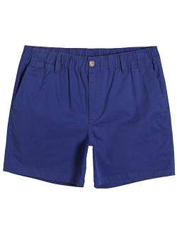 Men's Classic-fit 5.5" Cotton Casual Shorts Elastic Waistband with Multi-Pocket Daily Wear Walking Summer Outfit