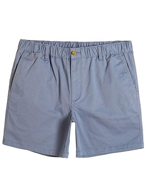 MaaMgic Men's Classic-fit 5.5" Cotton Casual Shorts Elastic Waistband with Multi-Pocket Daily Wear Walking Summer Outfit