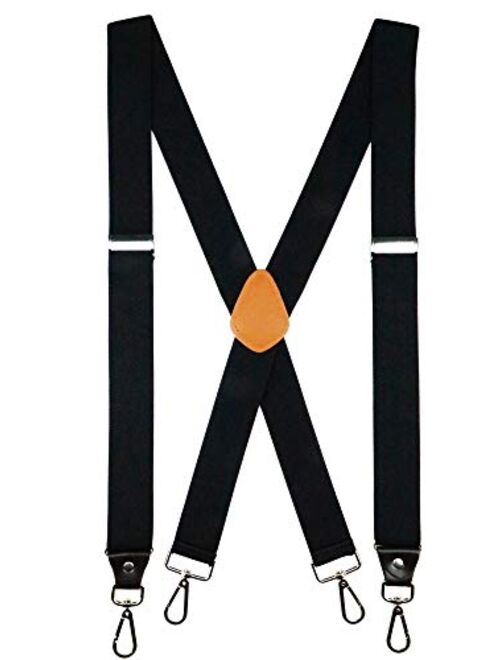 Coffee Romanlin Suspenders for Men with Hooks 3 Adjustable Clips Heavy Duty Big and Tall Belt Loops Suspenders Braces 