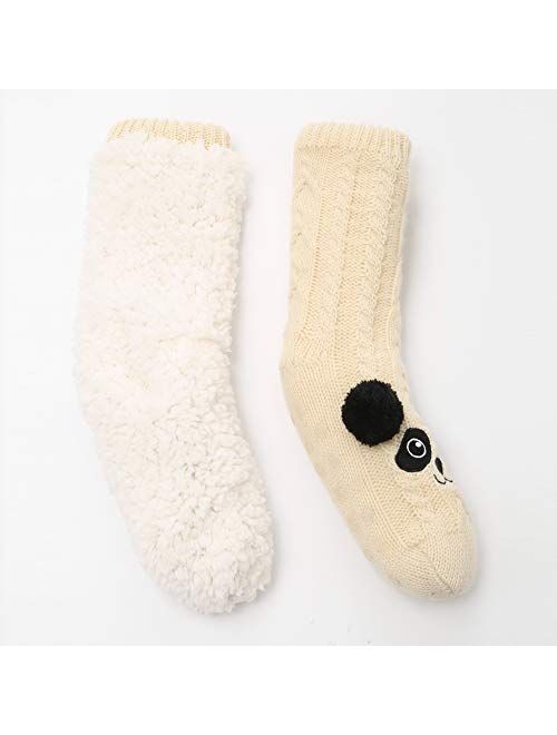 MaaMgic Boys Girls Cozy Fuzzy Slipper Socks Fleece Lining Extra Warm Fuzzy Socks for Kids with Anti-slip Soles