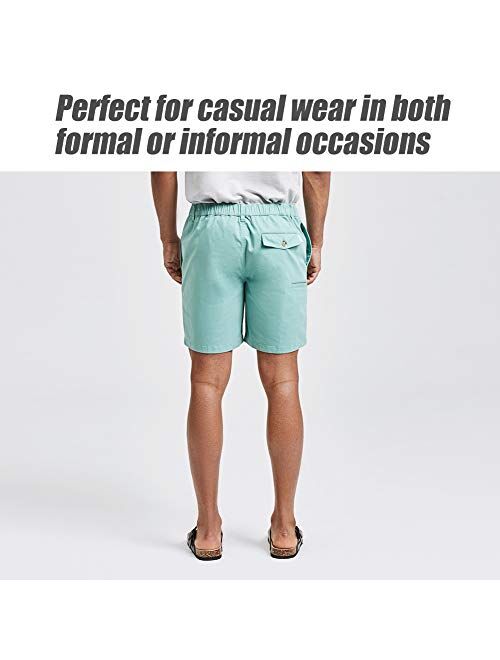 MaaMgic Men's Classic-fit 7" Cotton Casual Shorts Elastic Waistband with Multi-Pocket Daily Wear Walking Summer Outfit