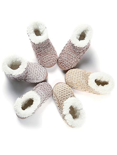 MaaMgic Womens Fuzzy Warm Bootie Slippers Cozy Slipper Socks with Grippers Slipper Boots for Women