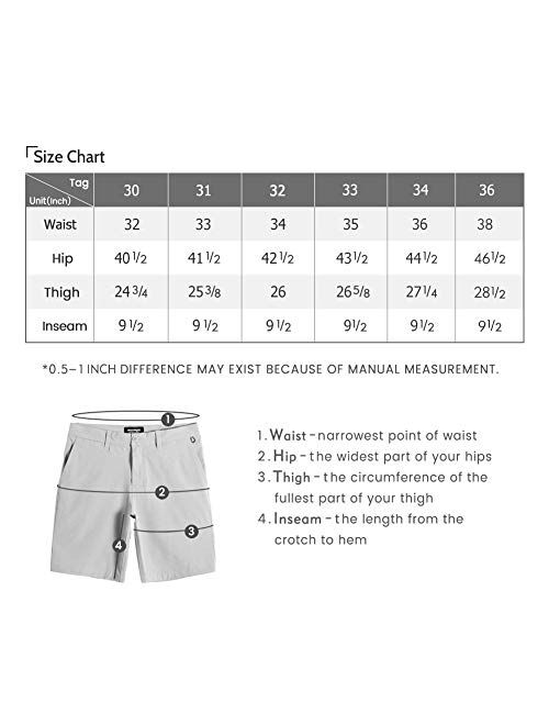 MaaMgic Men's Slim-fit Golf Shorts 9" Inseam Amphibious Casual Shorts Stretch Quick Dry Daily Casual Wear