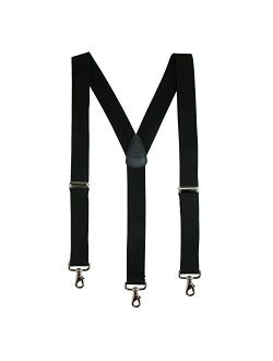 CTM Men's Elastic Solid Color Suspender with Metal Swivel Hook Clip End