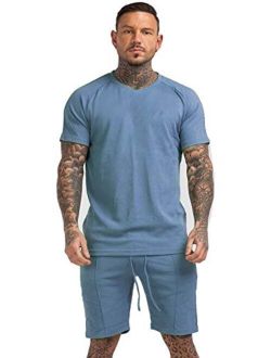 Men's Pajama Set Short Sleeve and Shorts Cotton with Pockets