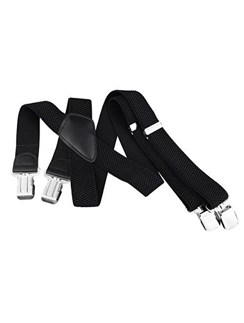 Men's Utility Suspender, Mens Suspenders X Back Braces Adjustable Elastic Suspenders - Solid Straight Clip Suspender