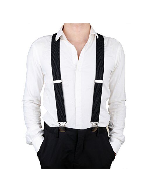 Men's Utility Suspender, Mens Suspenders X Back Braces Adjustable Elastic Suspenders - Solid Straight Clip Suspender