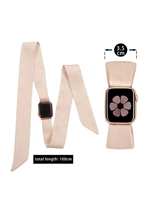 Wearlizer Compatible with Apple Watch Bands Scarf 42mm 44mm for iWatch Band Women Girls Fashion Scarf Replacement Wrist Strap for Apple Watch SE Series 6 5 4 3 2 1 - Beig