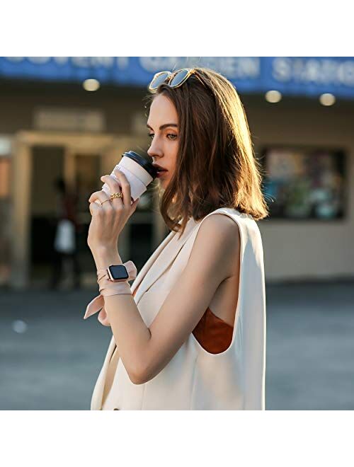 Wearlizer Compatible with Apple Watch Bands Scarf 42mm 44mm for iWatch Band Women Girls Fashion Scarf Replacement Wrist Strap for Apple Watch SE Series 6 5 4 3 2 1 - Beig