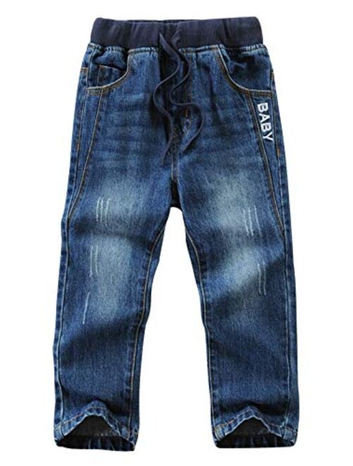 LISUEYNE Big Boys' Straight Leg Jeans Elastic Toddler Kids Denim Pant Pull On Skinny Jeans for Boys