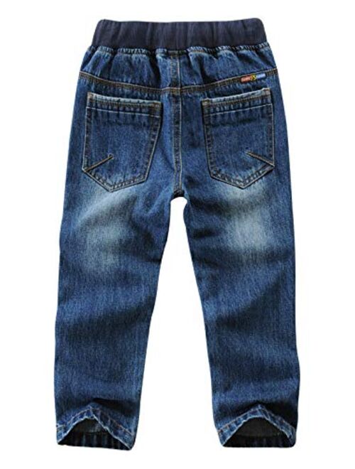 LISUEYNE Big Boys' Straight Leg Jeans Elastic Toddler Kids Denim Pant Pull On Skinny Jeans for Boys