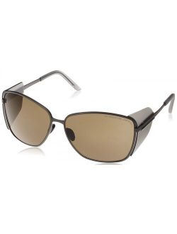 P8599-A Women's Titanium Gunmetal Brown Lens Sunglasses