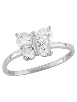 Tiara Kid's Cubic Zirconia Butterfly Ring in Sterling Silver