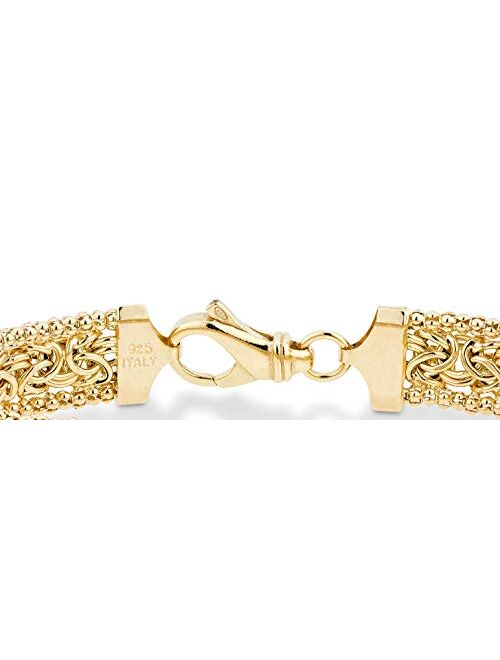 MiaBella 18K Gold Over Sterling Silver Italian Byzantine Beaded Mesh Link Chain Bracelet for Women 6.5, 7, 7.5, 8 Inch 925 Handmade in Italy