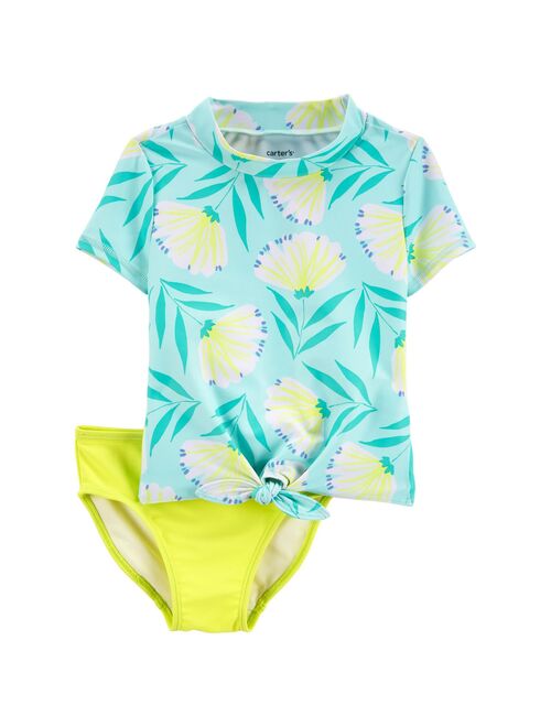 Toddler Girl Carter's Floral Rashguard Top & Bottoms Swimsuit Set