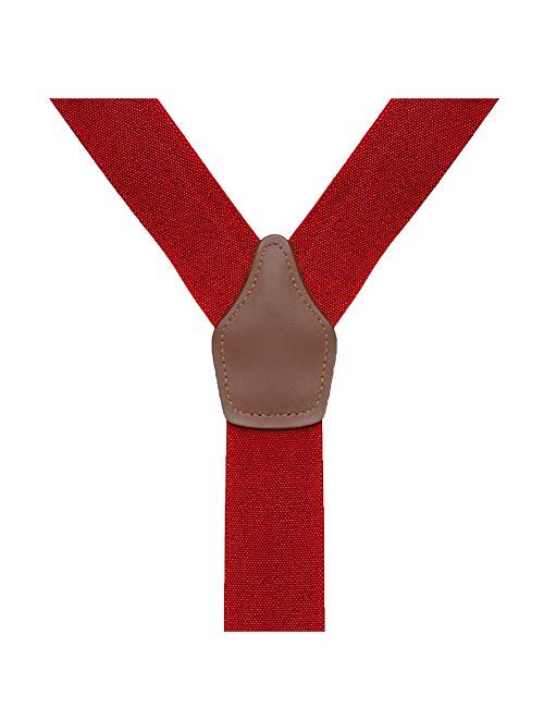 Calvertt Mens Dress Suspenders Genuine Leather 6 Clips Heavy Duty Suspender