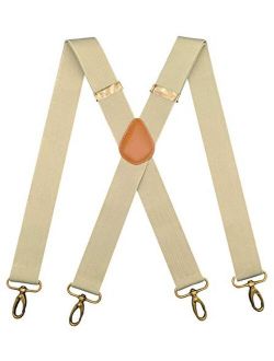 MENDENG Vintage Bronze 4 Swivel Hook Suspenders for Men Adjustable Braces Strap