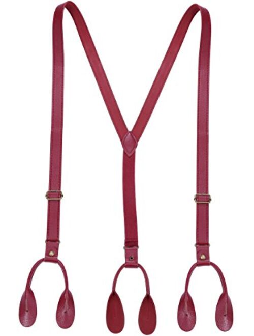 Marino Avenue Marino Men's Leather Y-Back Adjustable Suspender with Double Button Loops