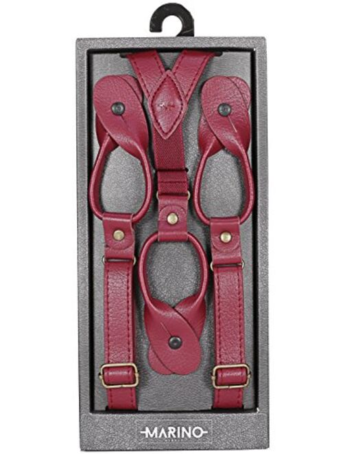 Marino Avenue Marino Men's Leather Y-Back Adjustable Suspender with Double Button Loops