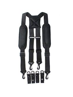 Police Suspender with Padded Shoulder Partial Elastic at Back loading more weight come with 4 pieces duty belt keeper