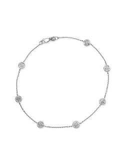 0.25 ct. t.w. Pave Diamond Station Anklet in 14kt White Gold. 9 inches