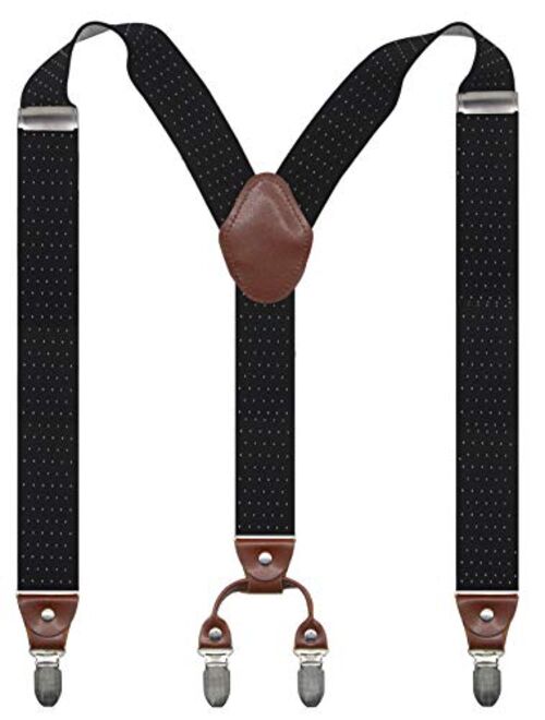 Doloise Mens Suspender Y Back Style with 4 Quality Controlled Clips 1.4 Inch Wide Braces & Heavy Duty