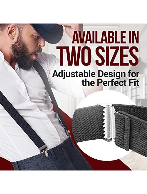 Hold'Em Mens Elastic X Back No Slip"Pin Clip" Straight Clip Suspenders -Sizes 46" & 54"