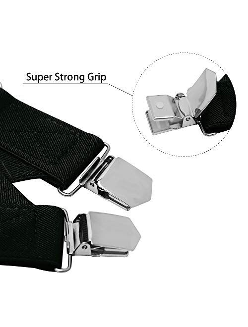 Buyless Fashion Trucker Suspenders for Men - 48" Elastic Adjustable Straps 1 1/4" - X Back