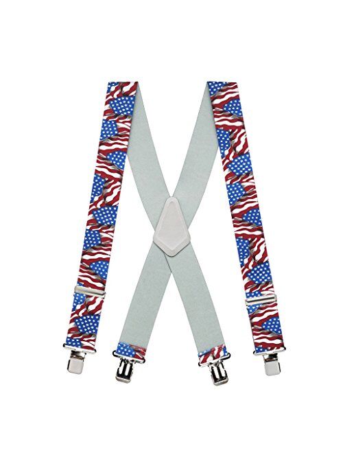 SuspenderStore Men's American Flag Suspenders - 2-Inch Wide, Nickel Clip