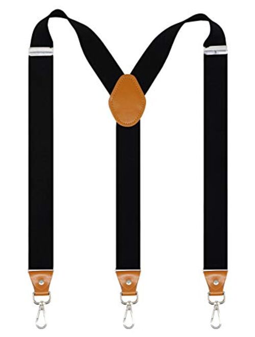 Doloise Mens Suspenders with 3 Swivel Hooks Belt Loops 1.4 Inch Wide Heavy Duty Adjustable Braces