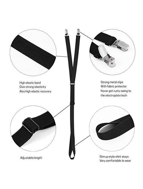 Adjustable Shirt Stays for Men-Elastic Shirt Garter Holders Suspenders Belts with Non-slip Clamps by Aurya