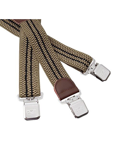 Bundle Monster Mens 2pc Heavy Duty Y-Back Clip-On Adjustable Suspenders