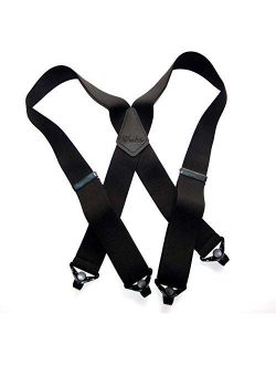 Outdoorsman Series HoldUp brand XL Shadow Black Heavy Duty Work Suspenders 2 inch wide with Black Patented Gripper Clasps