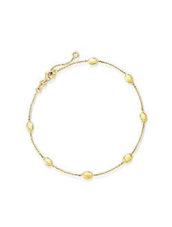 Italian 14kt Yellow Gold Oval-Bead Station Anklet. 9 inches