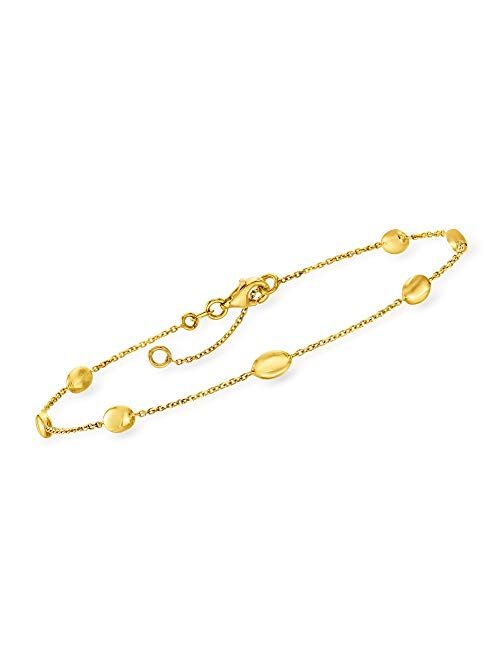 Ross-Simons Italian 14kt Yellow Gold Oval-Bead Station Anklet. 9 inches