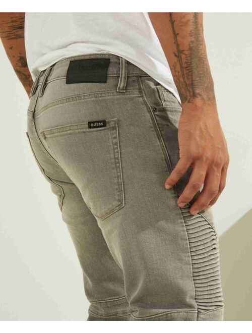 Guess Men's Slim Tapered Pintuck Moto Jeans