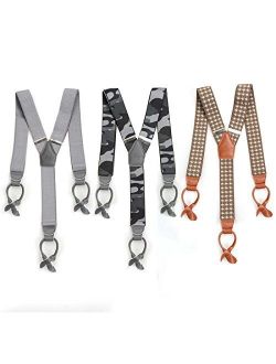 BMC 3pc Mens Clip Suspenders Heavy Duty Adjustable Elastic Set - Various
